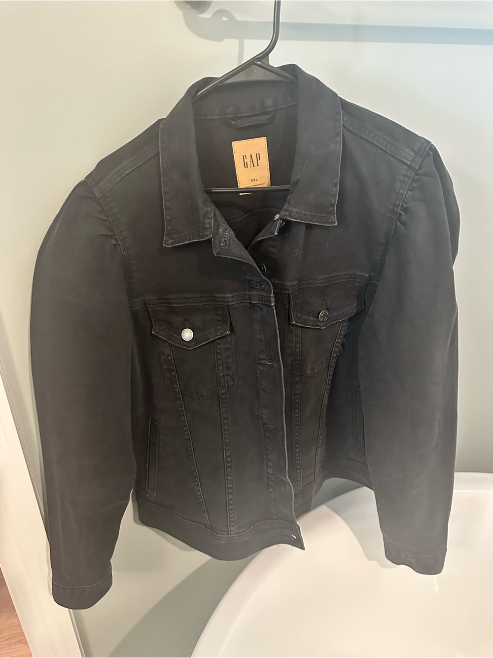 GAP puff-sleeve Women's Black Denim Jacket